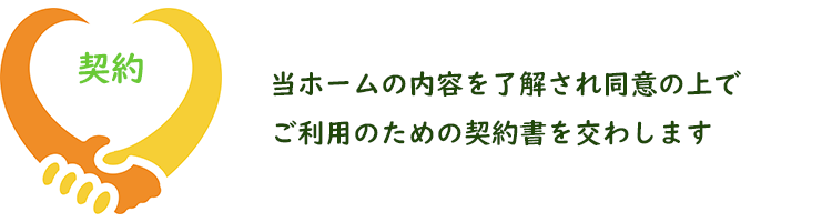 当ホームの内容を了解され同意の上でご利用のための契約書を交わします。